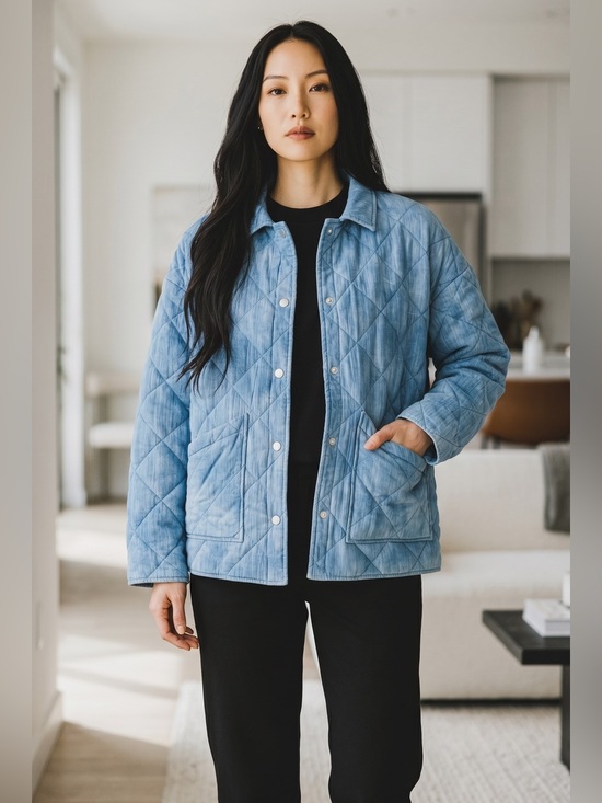 bagatelle Jackets & Blazers - Bagatelle Blue Quilted Utility Jacket